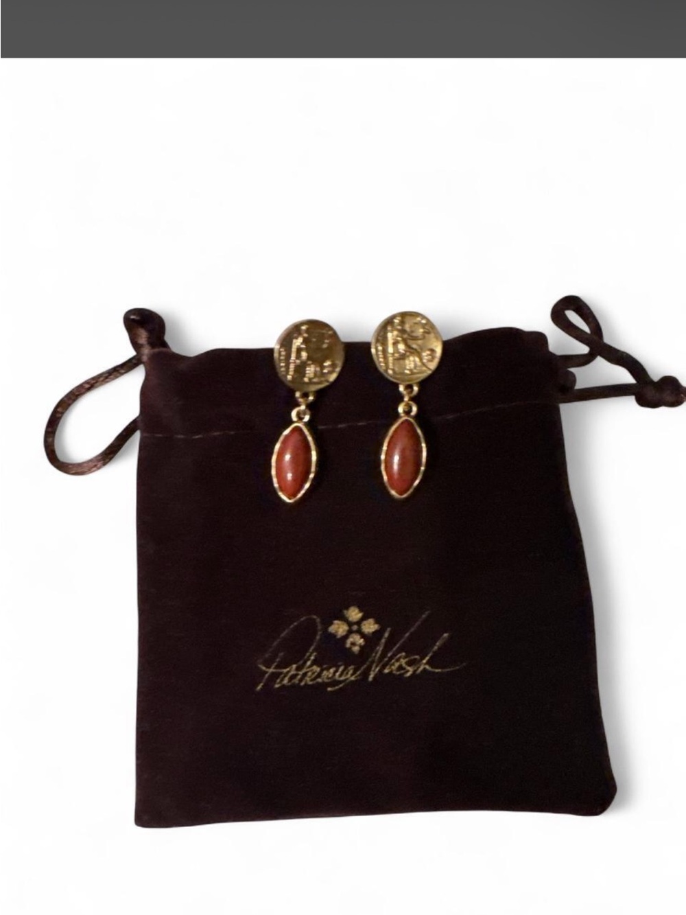 Patricia Nash Gold-Tone Earrings with Red Marquise Drops